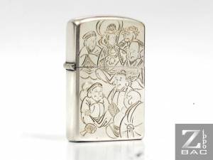 MS 88 - Zippo bạc khối Nhật "Bảy vị Phúc thần", chủ đề "Phát lộc"