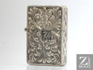 MS 182. Zippo bạc khối Italy hoa văn Venetian, bản lề 4 chấu đóng ngoài - 1950s