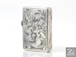 MS 197. Zippo bạc khối Ý (Italy) - hoa văn venetian, bản lề đóng ngoài - 1960s