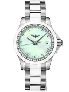 Đồng hồ Longines Conquest White Ceramic Diamond Ladies  L32810877 L3.281.0.87.7