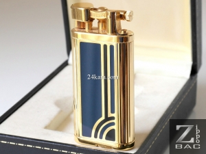 MS 257. Dunhill gas đá, lắc kê vàng - men xanh, sọc đen