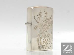 MS 109 - Zippo bạc khối Nhật "Hoa anh đào"