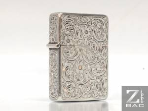 MS 122. Zippo bạc khối Italy, hoa văn độc đáo