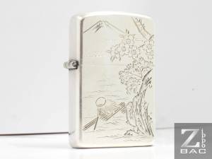 MS 93 - Zippo bạc khối Nhật "Tiều phu vượt thác"