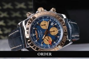 Đồng hồ Breitling Chronomat 44 GMT Chronograph Steel & Rose Gold Blue Dial CB042012/C858